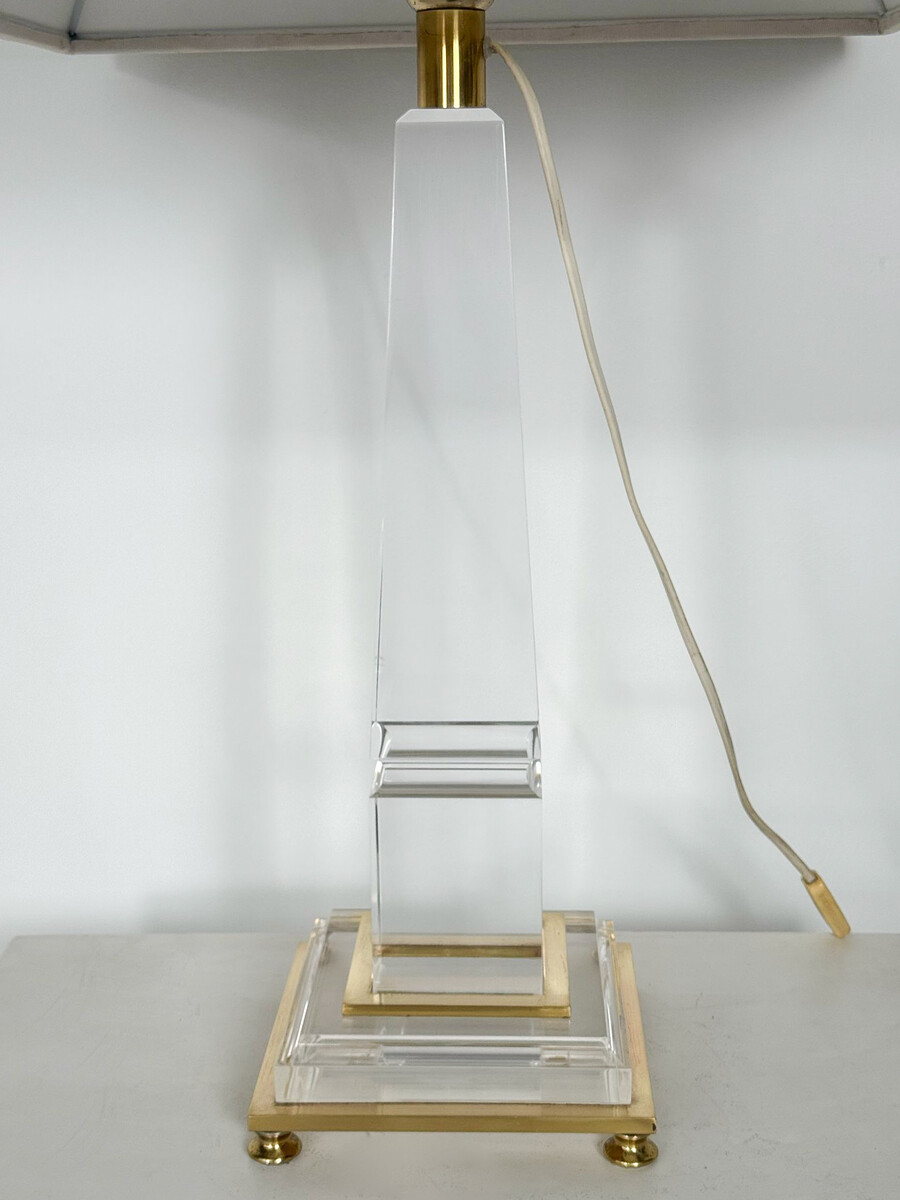 Lucite and Brass Desk Lamp by Sandro Petti, 1970s