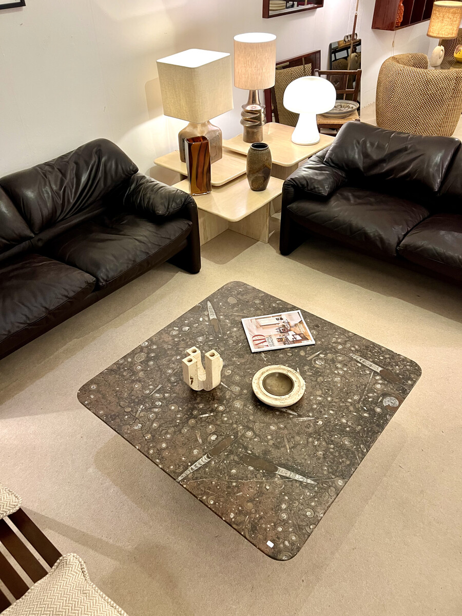 Maralunga Sofa by Vico Magistretti for Cassina, Brown Leather, 1973 - 2 available