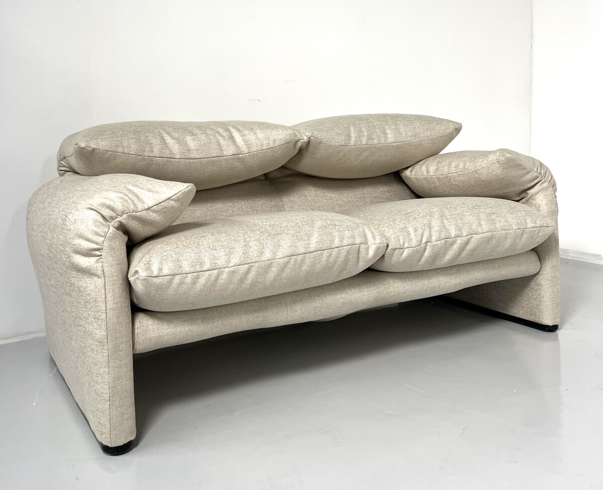 Maralunga Sofa By Vico Magistretti For Cassina, New Upholstery