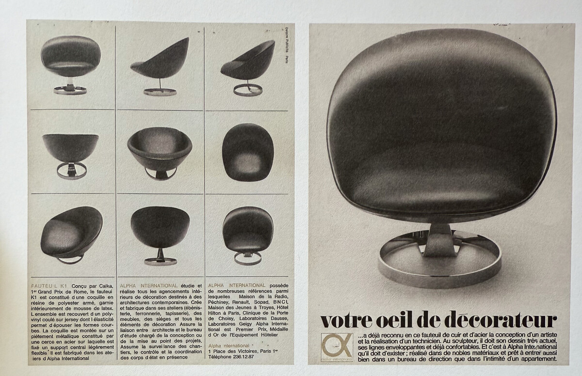 Maurice Calka, rare “Tour Eiffel” K1 chair. France, c. 1966