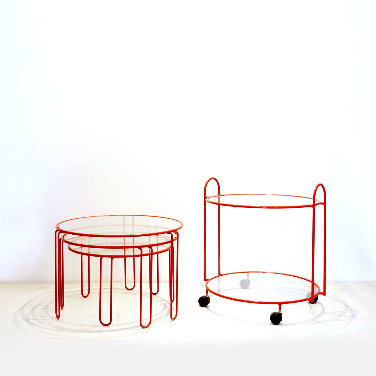Metal and glass Serving Cart or Side Table - 1970