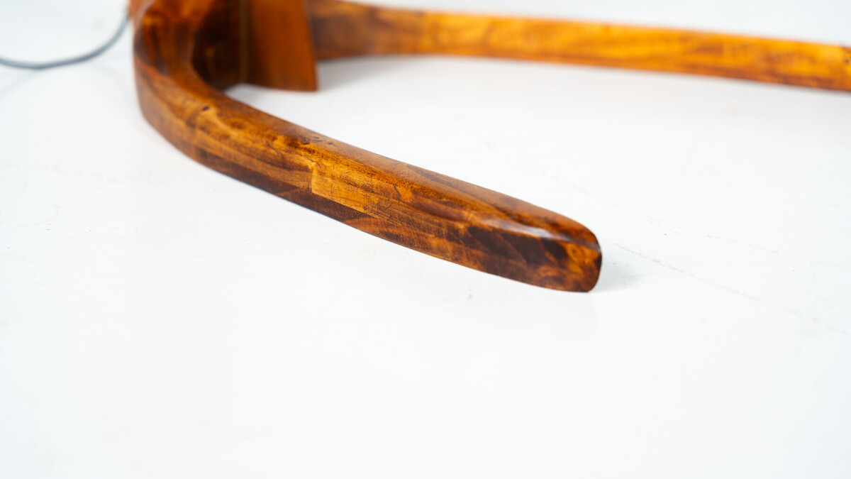 Mid-Century Arc Floor Lamp, Wood, Italy, 1950s