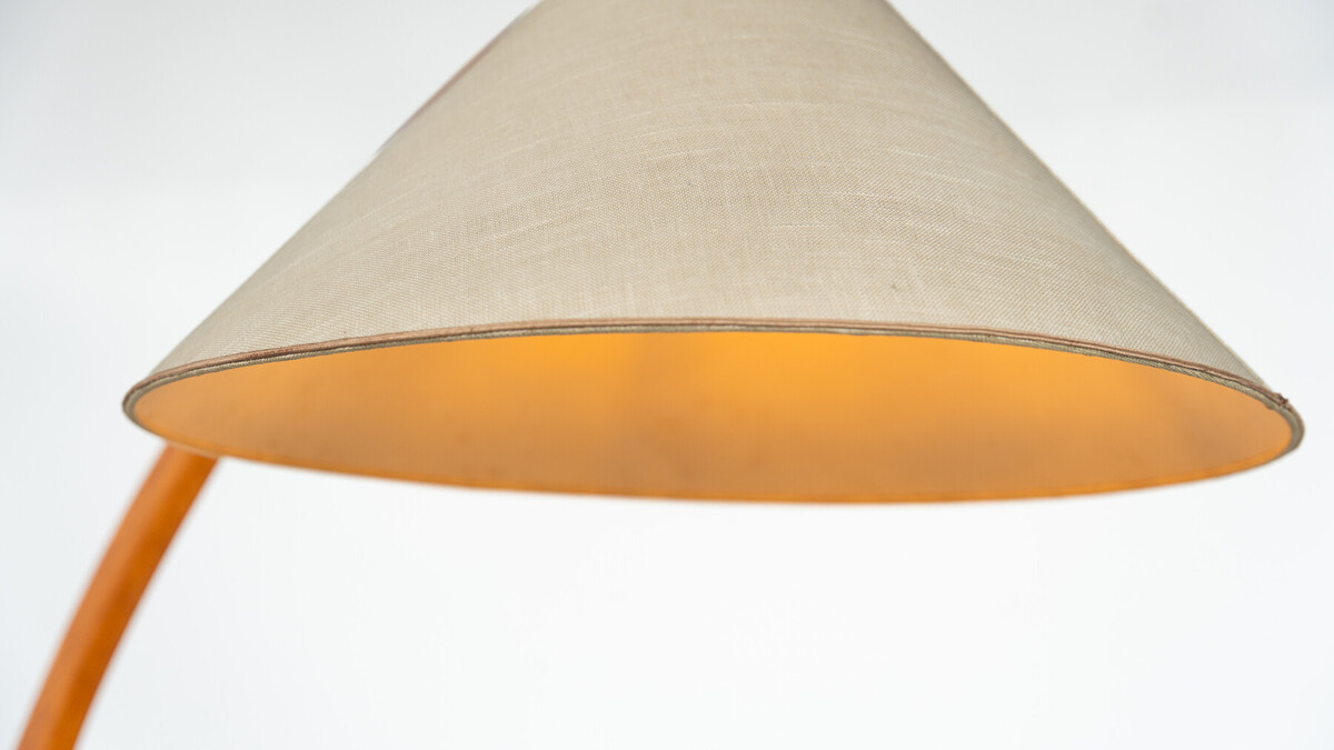 Mid-Century Arc Floor Lamp, Wood, Italy, 1950s