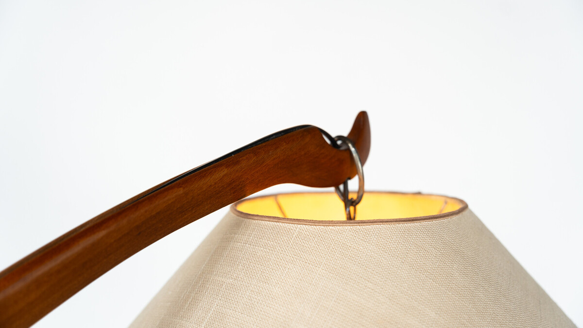 Mid-Century Arc Floor Lamp, Wood, Italy, 1950s