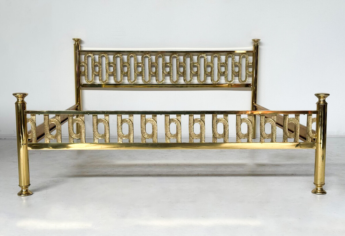 Mid-Century Brass Bed by Angelo Brotto, Esperia, Italy, 1970s