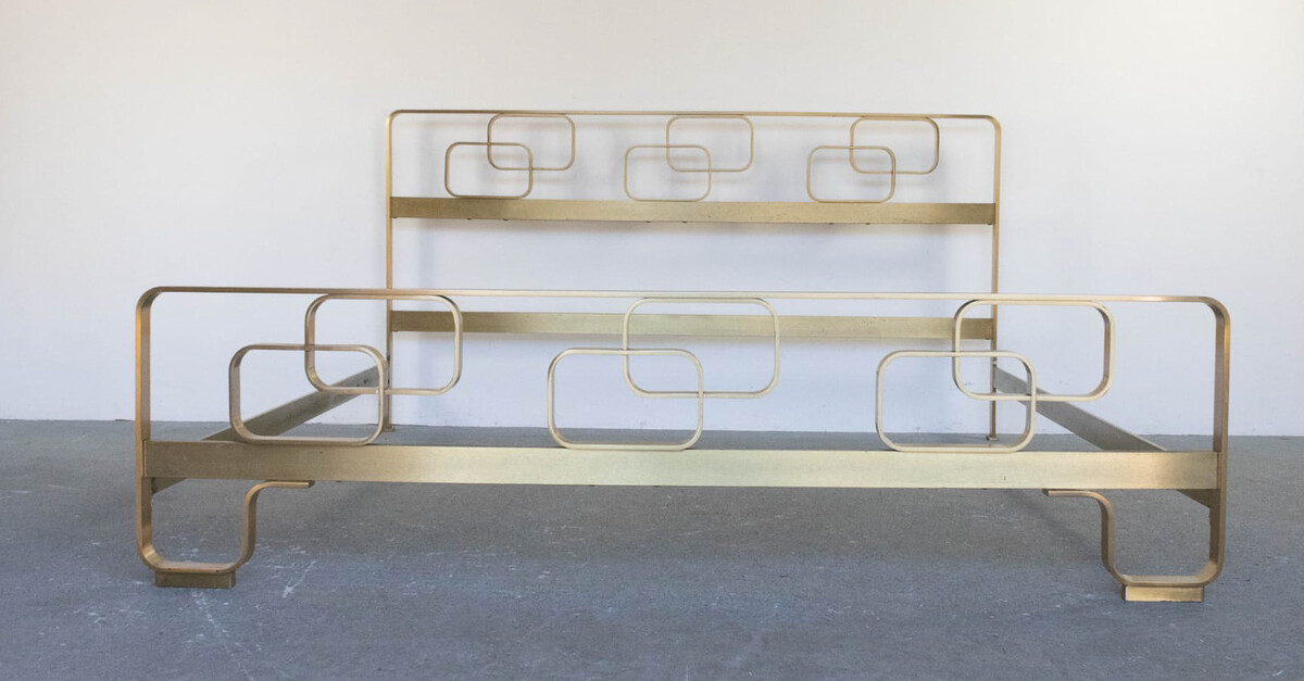 Mid-Century Brass Bed by Luciano Frigerio, 1970s