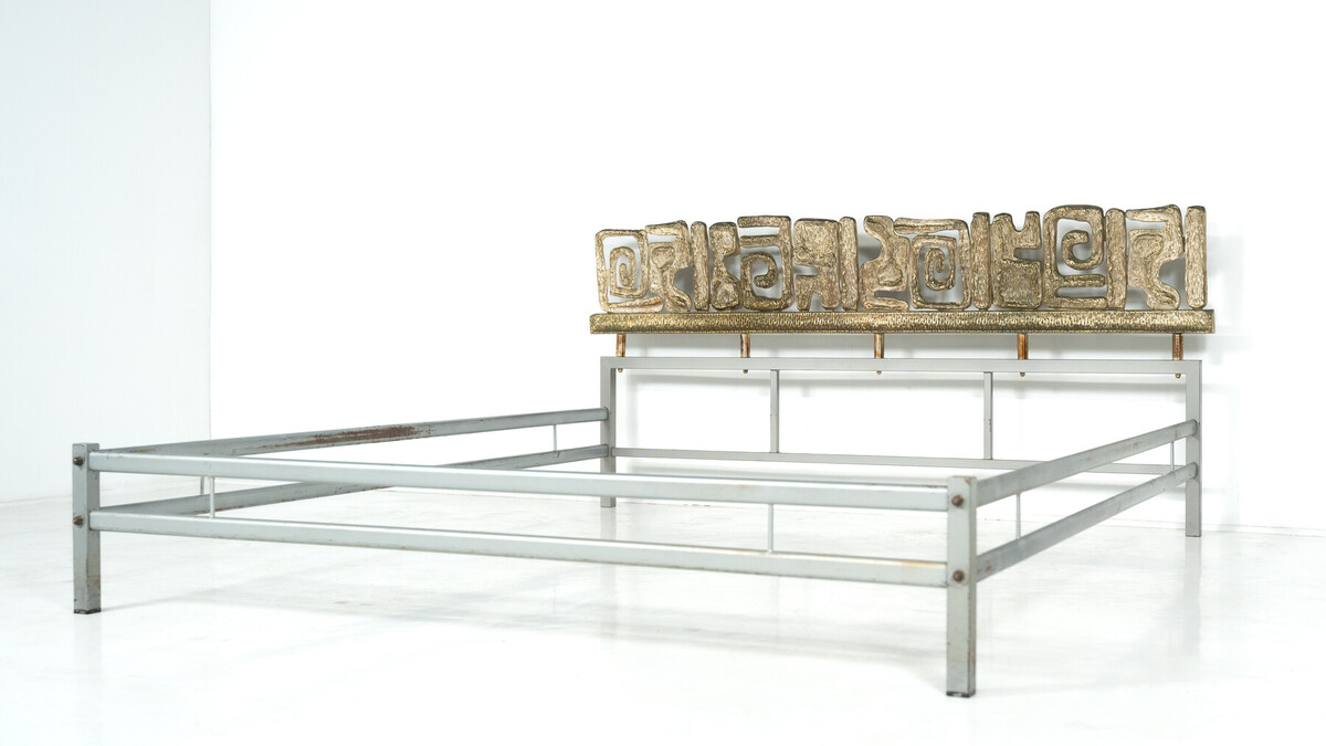 Mid-Century Brass Bed by Luciano Frigerio, 1970s