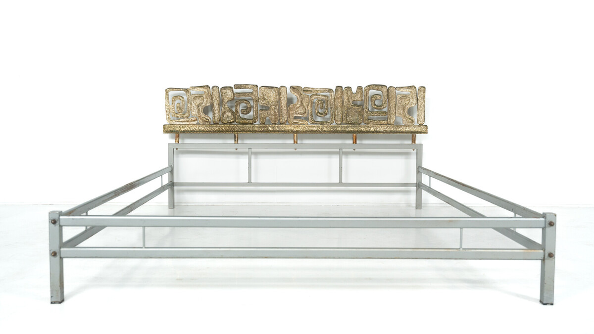 Mid-Century Brass Bed by Luciano Frigerio, 1970s