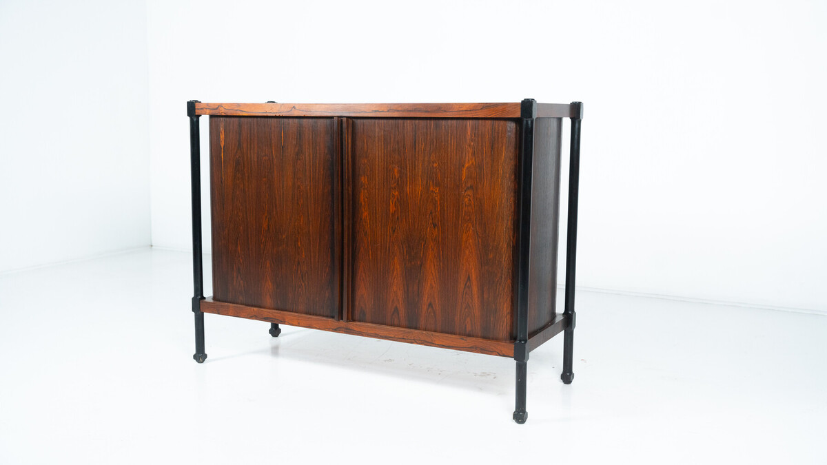 Mid-Century Cabinet with Rollers Shutters by Antonio Proserpio, Wood, Italy, 1960s - 2 Available