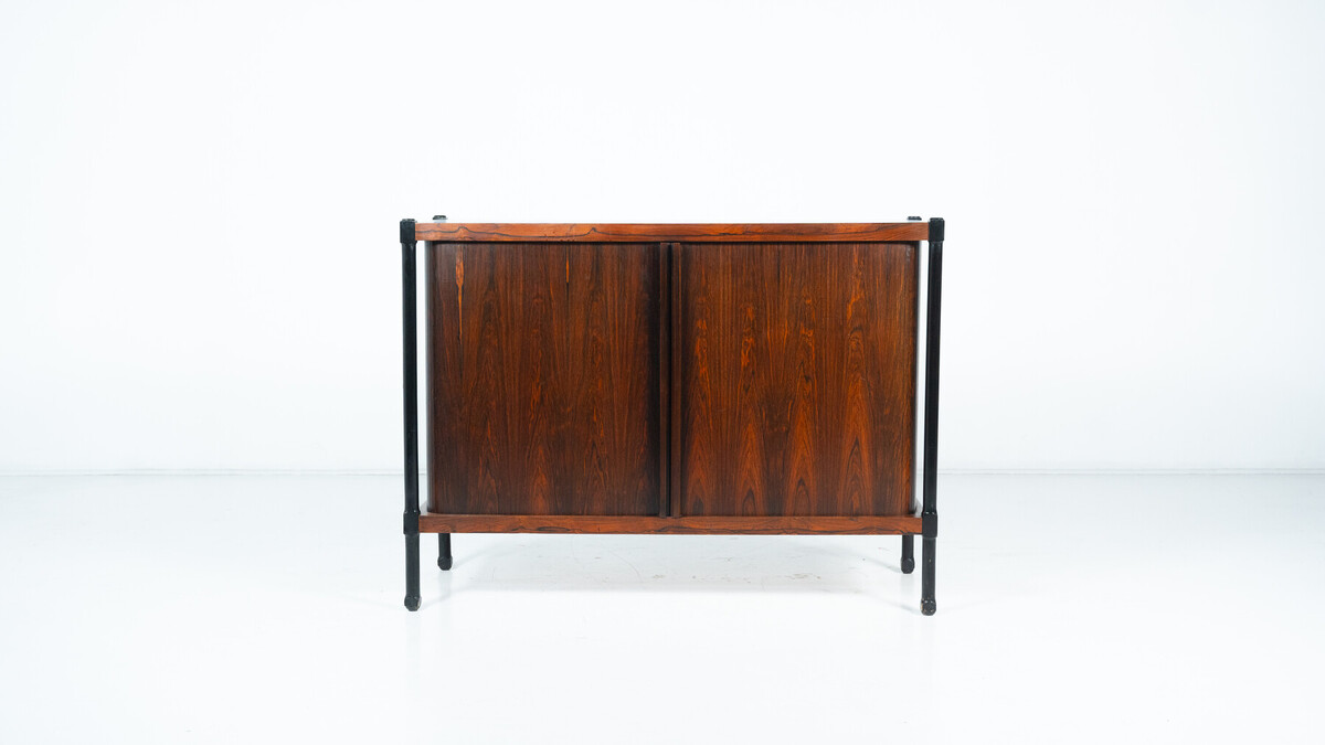 Mid-Century Cabinet with Rollers Shutters by Antonio Proserpio, Wood, Italy, 1960s - 2 Available