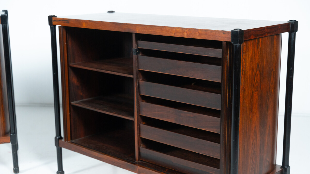 Mid-Century Cabinet with Rollers Shutters by Antonio Proserpio, Wood, Italy, 1960s - 2 Available