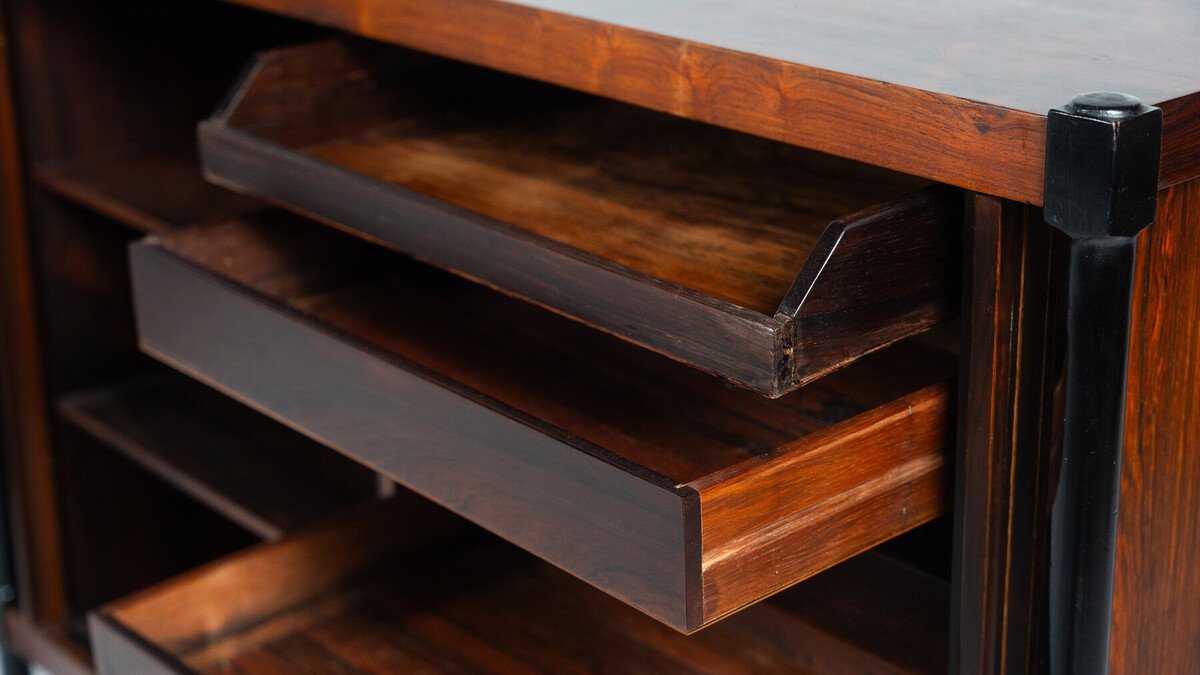 Mid-Century Cabinet with Rollers Shutters by Antonio Proserpio, Wood, Italy, 1960s - 2 Available