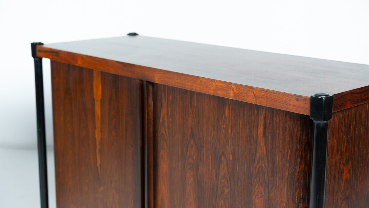 Mid-Century Cabinet with Rollers Shutters by Antonio Proserpio, Wood, Italy, 1960s - 2 Available