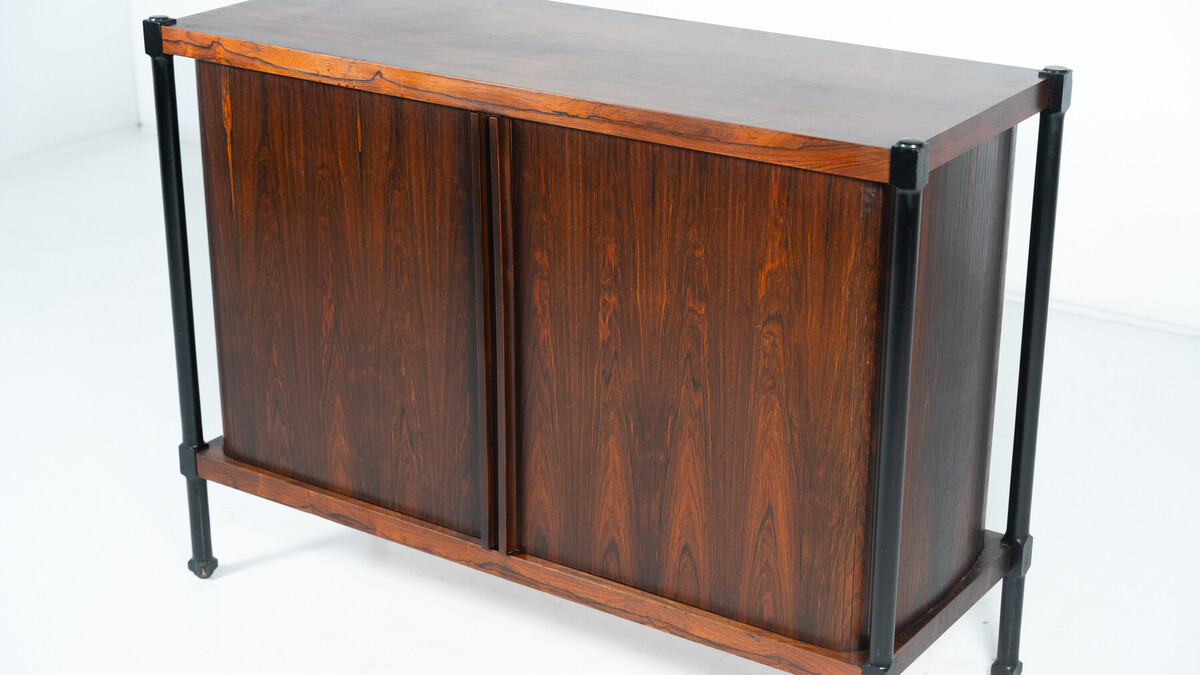 Mid-Century Cabinet with Rollers Shutters by Antonio Proserpio, Wood, Italy, 1960s - 2 Available