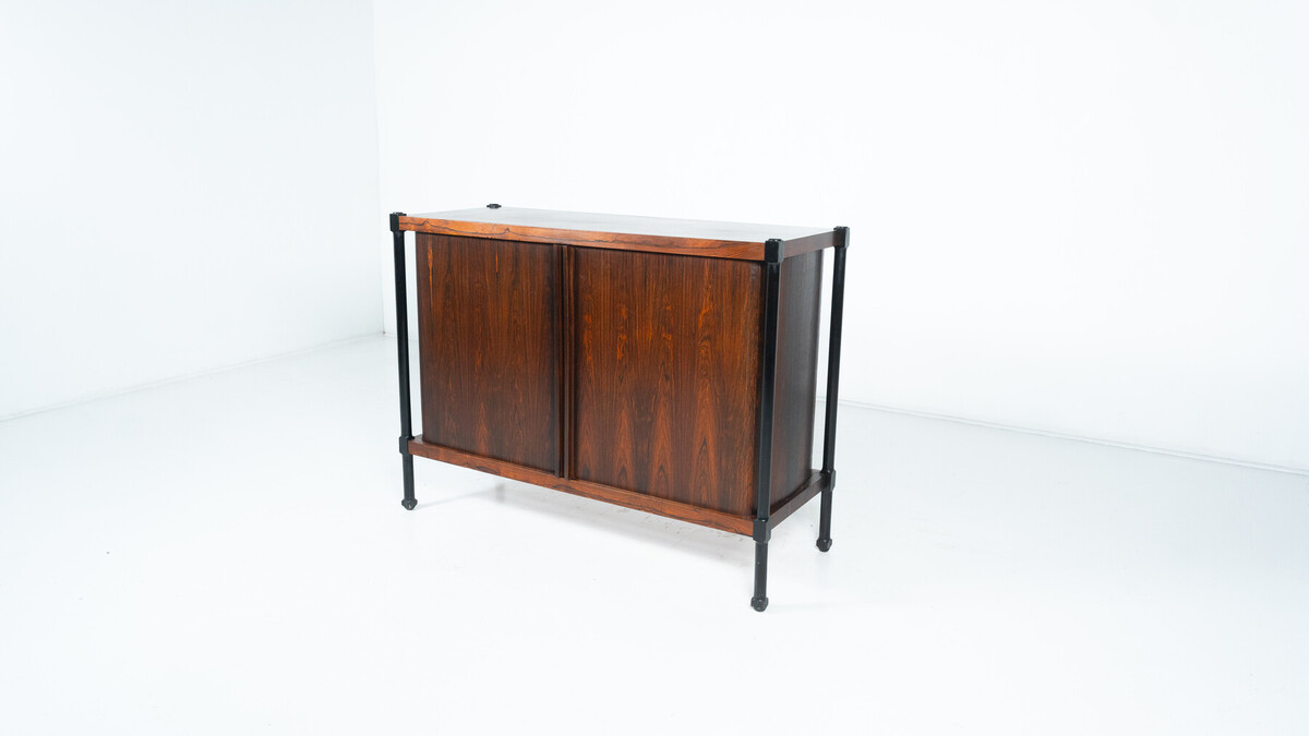 Mid-Century Cabinet with Rollers Shutters by Antonio Proserpio, Wood, Italy, 1960s - 2 Available