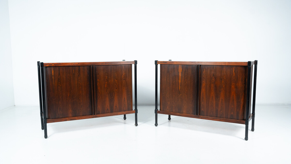 Mid-Century Cabinet with Rollers Shutters by Antonio Proserpio, Wood, Italy, 1960s - 2 Available