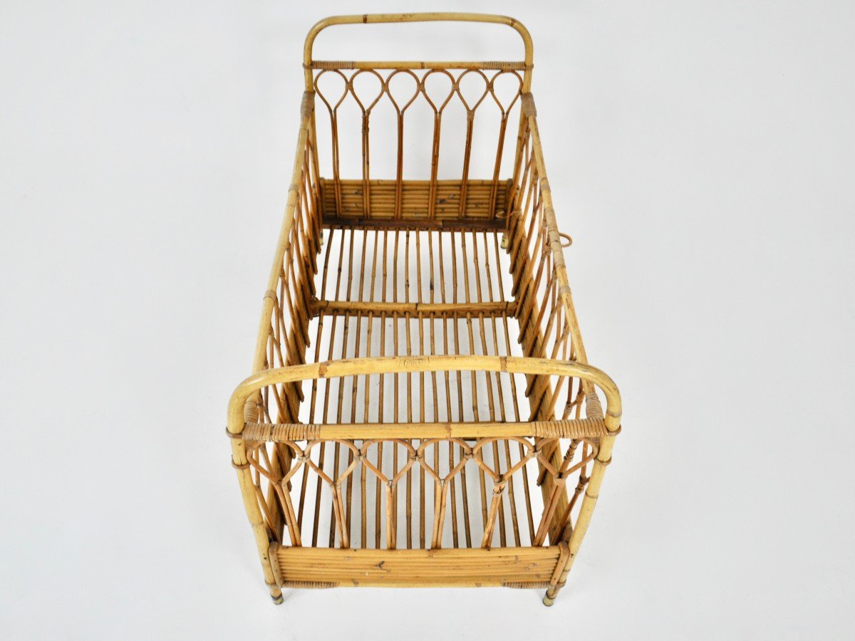 Mid Century Child's bed in rattan, Italy 1960's