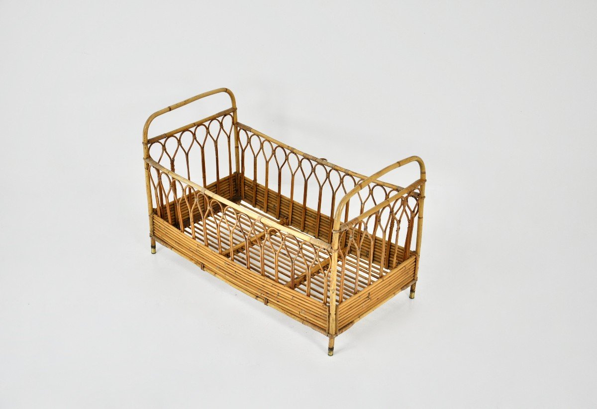 Mid Century Child's bed in rattan, Italy 1960's