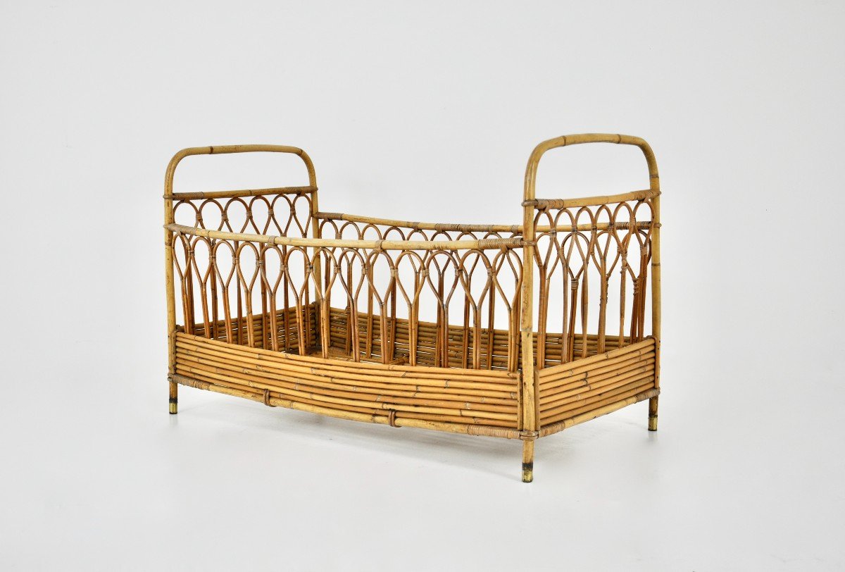 Mid Century Child's bed in rattan, Italy 1960's