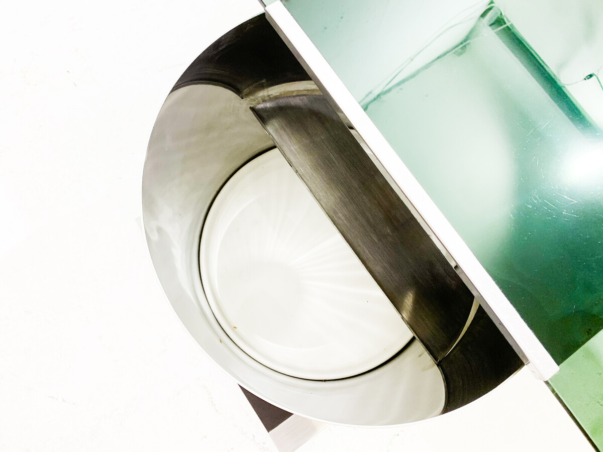 Mid-century chrome and smoked glass modulable cocktail coffee table - Italy 1970s