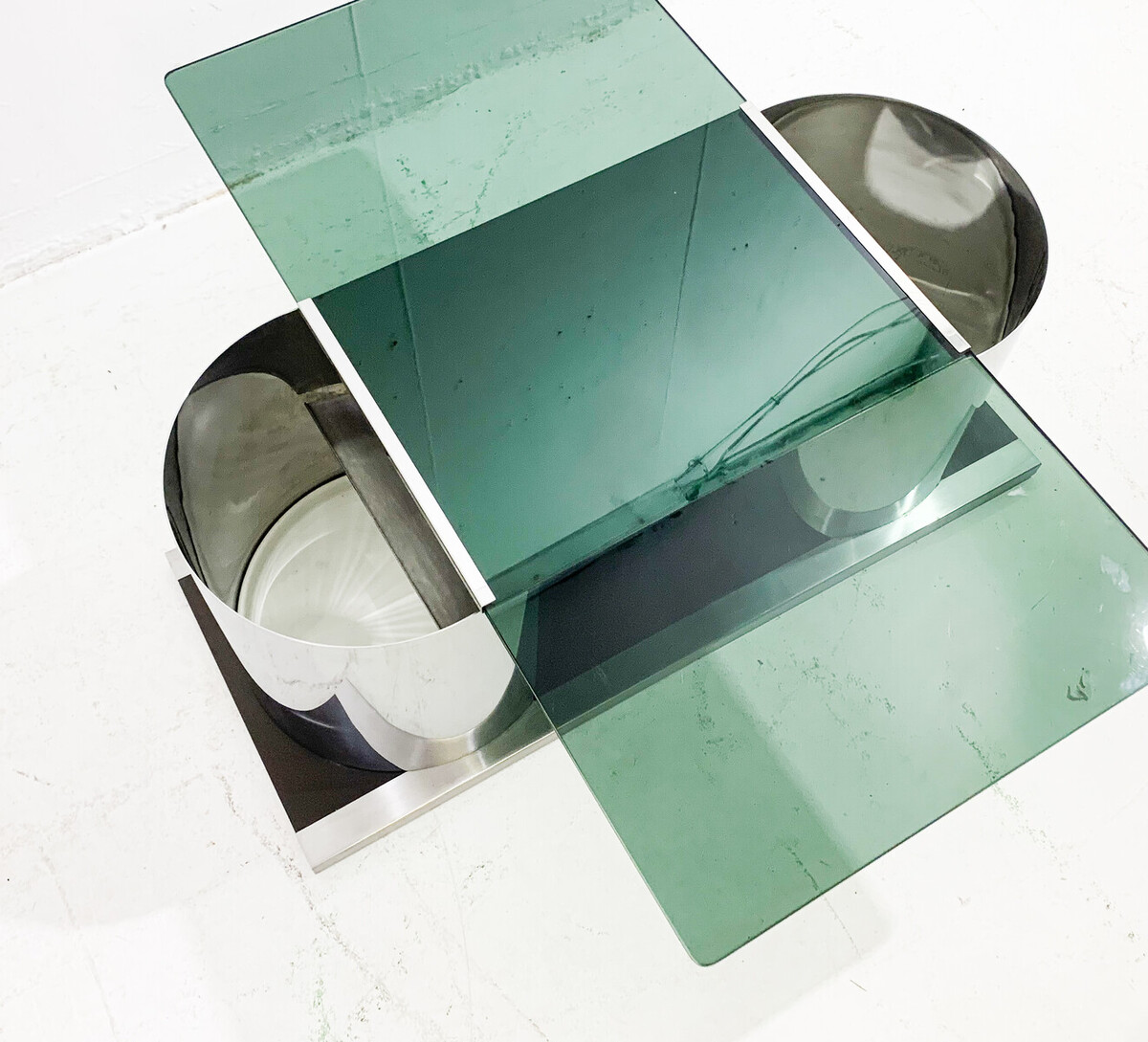 Mid-century chrome and smoked glass modulable cocktail coffee table - Italy 1970s