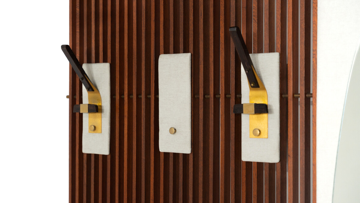 Mid-Century Coat Rack with Integrated Mirror, Italy, 1970s