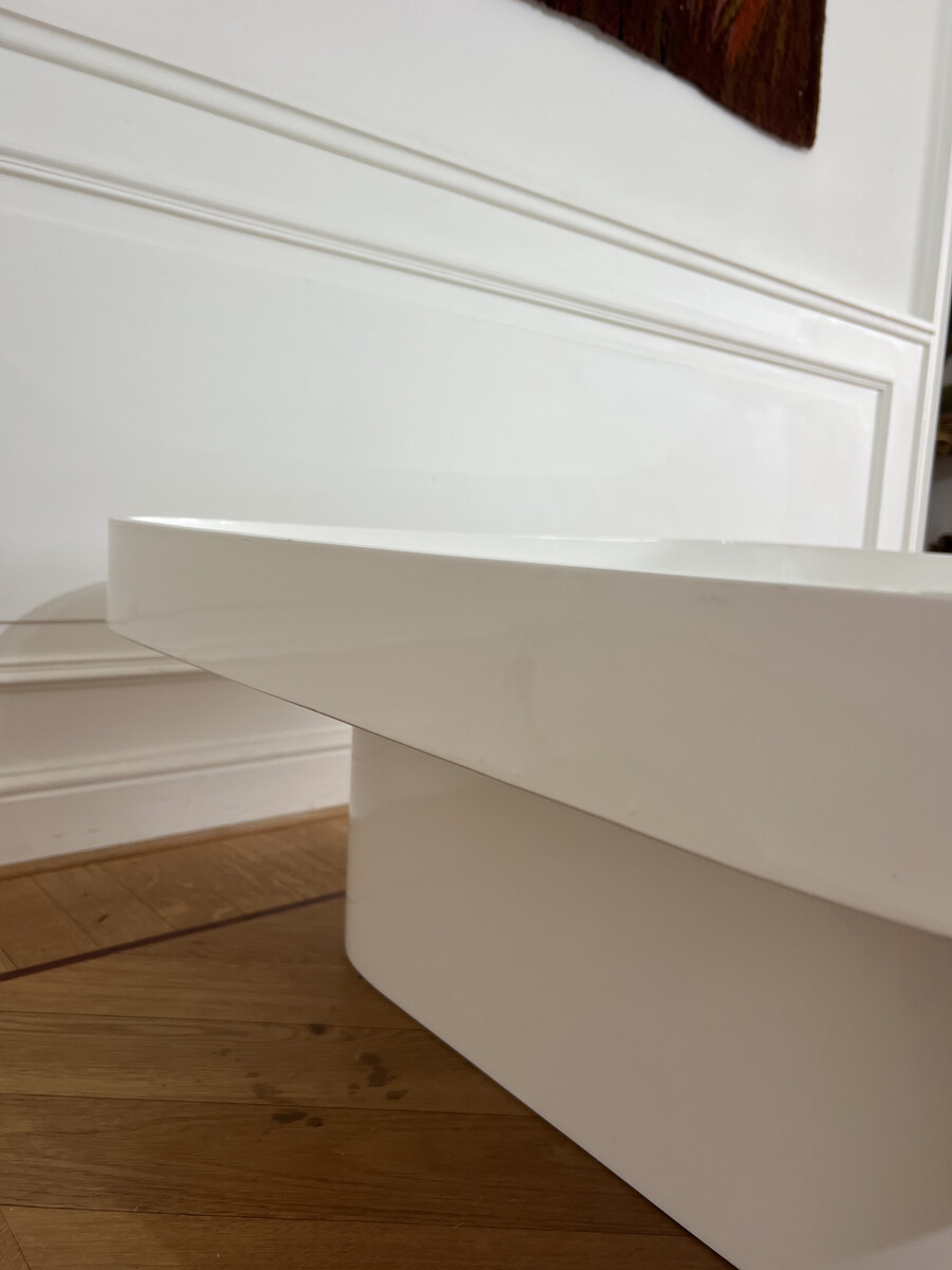 Mid-Century Coffee Table, White Lacquered, Italy, 1970s