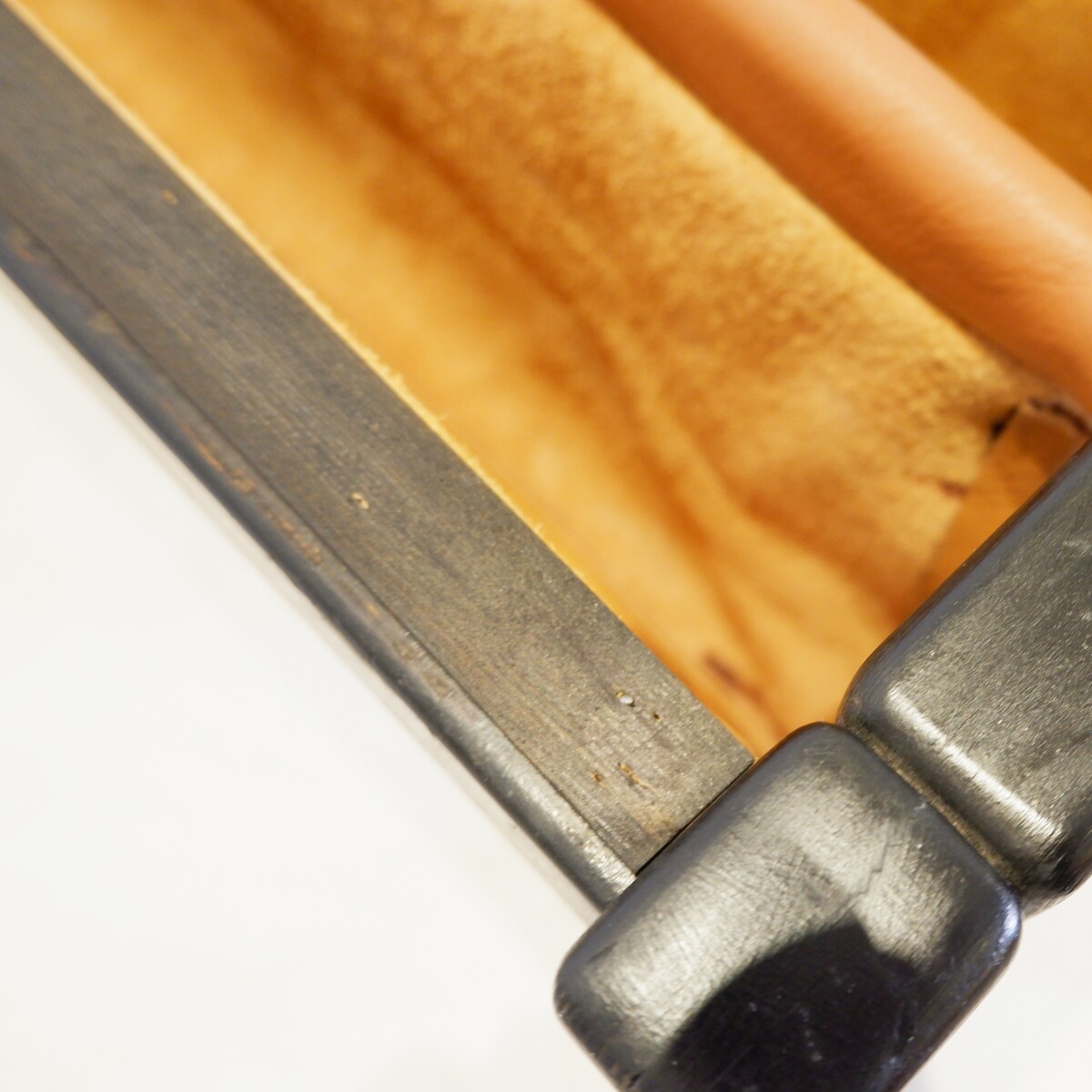 Mid-Century Coffee table with leather magazine rack