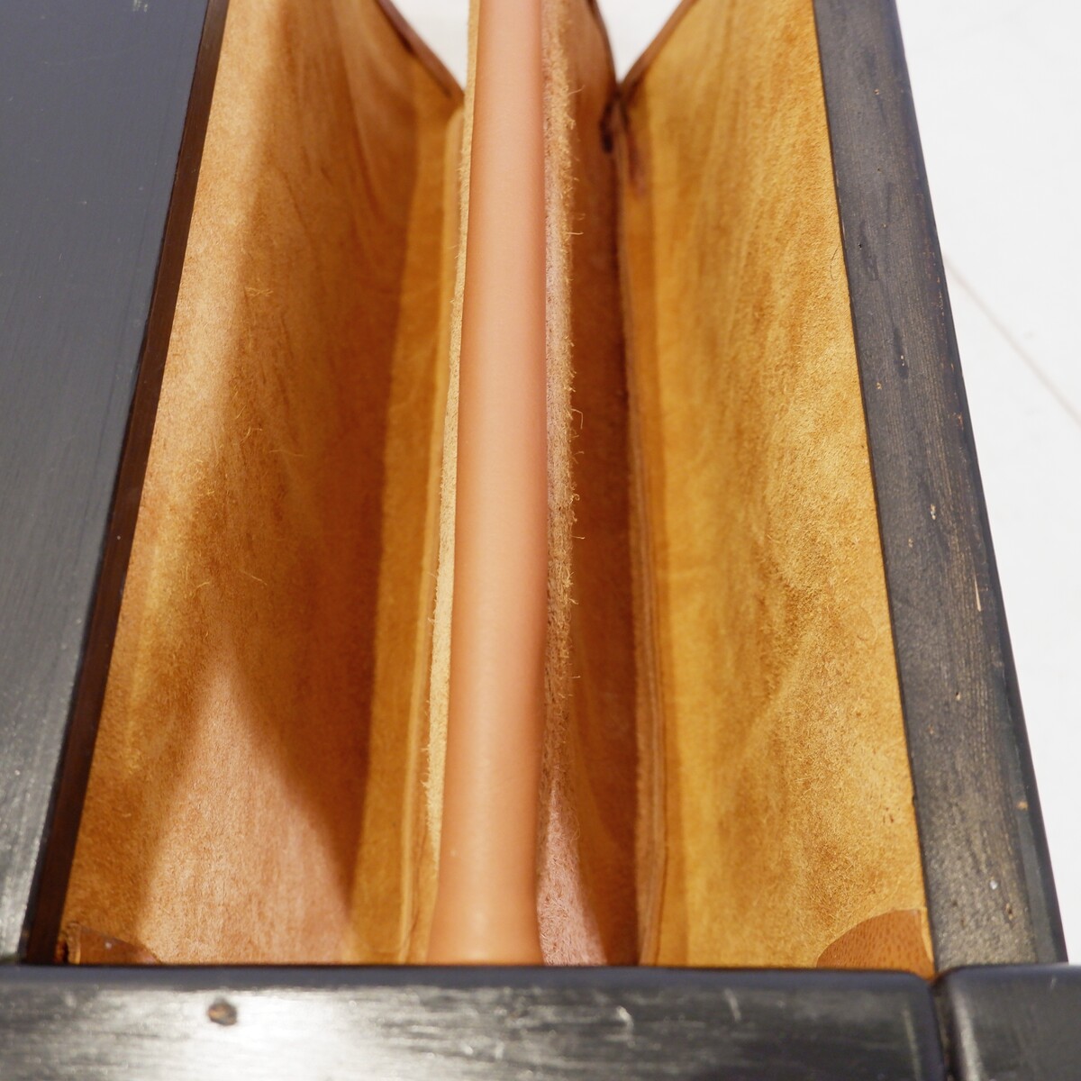 Mid-Century Coffee table with leather magazine rack