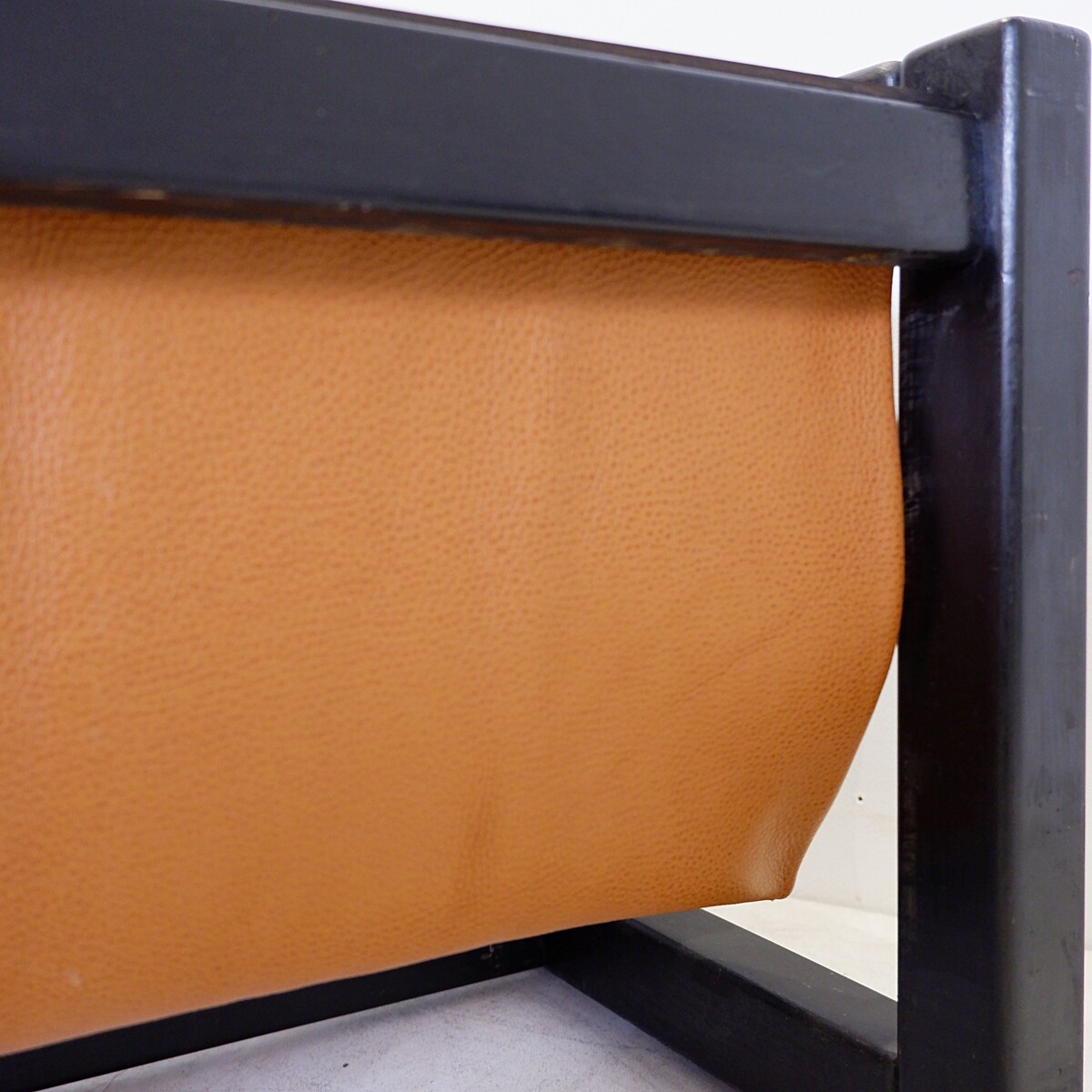 Mid-Century Coffee table with leather magazine rack