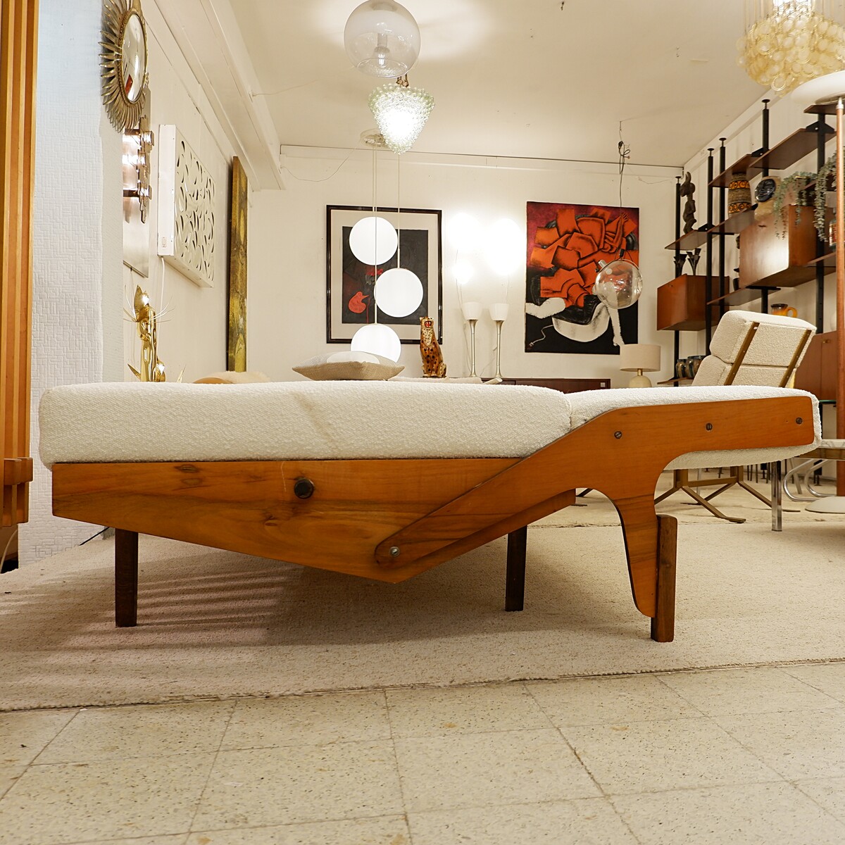 Mid-Century Convertible Sofa from Opp Drevovyroba, 1970s - New upholstery