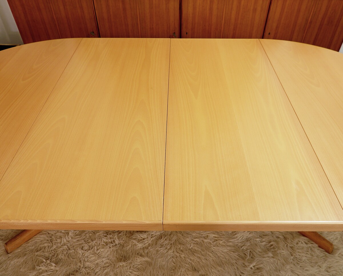 Mid-century Danish round dining table with 2 extensions - Farstrup 1960s