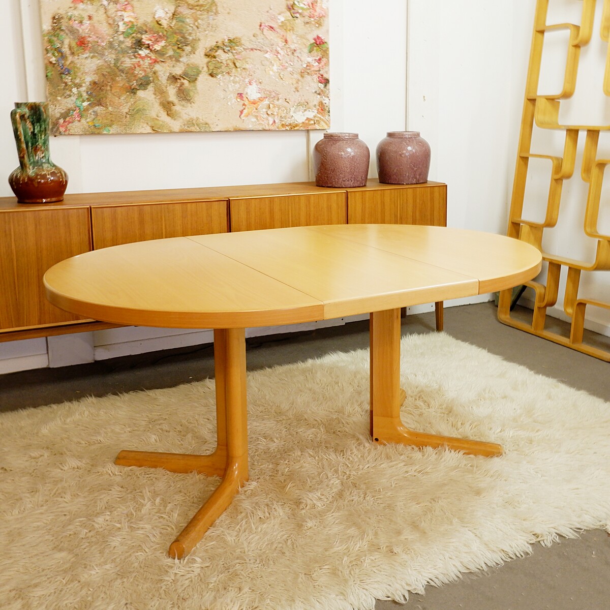 Mid-century Danish round dining table with 2 extensions - Farstrup 1960s