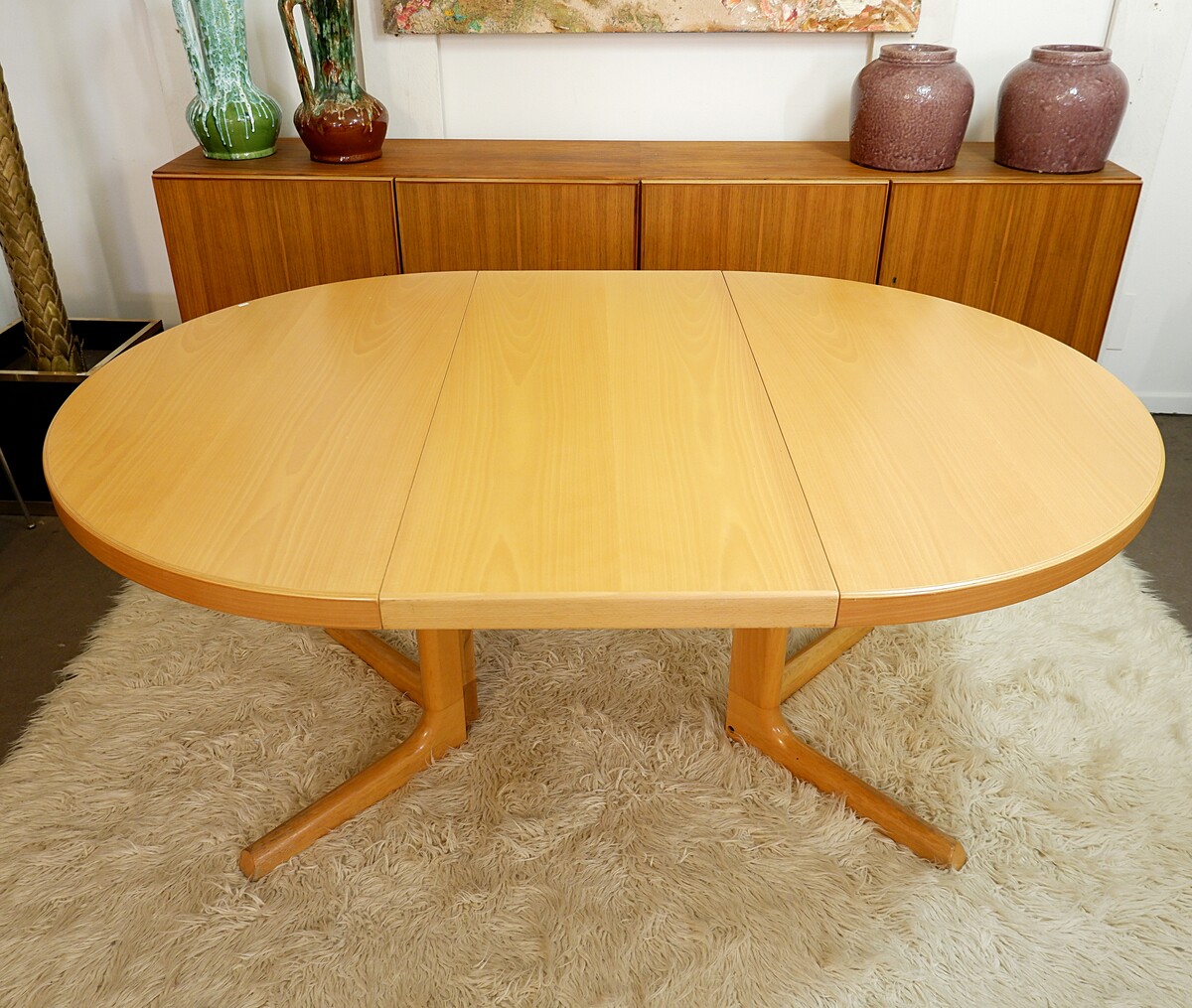Mid-century Danish round dining table with 2 extensions - Farstrup 1960s