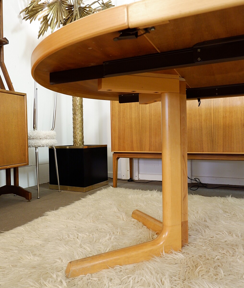 Mid-century Danish round dining table with 2 extensions - Farstrup 1960s