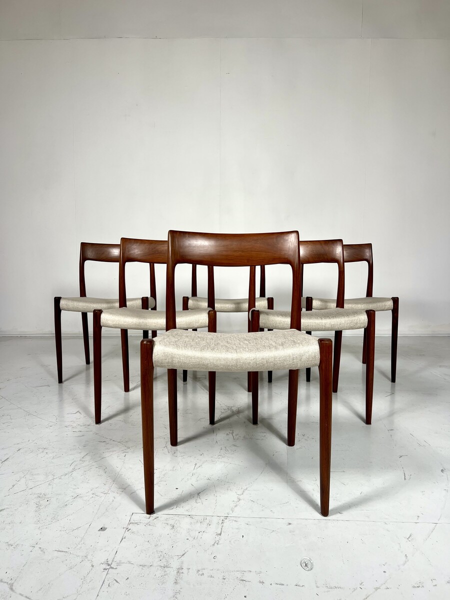 Mid-Century Dining Chairs, Model 77By Niels Otto for Möller, Denmark, Set of 6