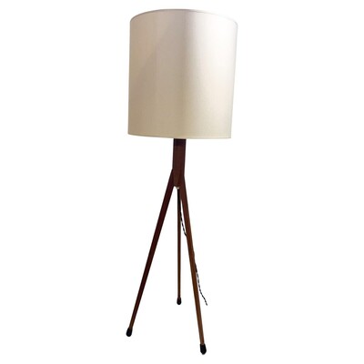 Mid-Century Floor Lamp with a Wood Tripod Base