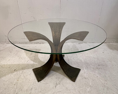 Mid-Century Glass & Bronze Coffee Table, 1960s