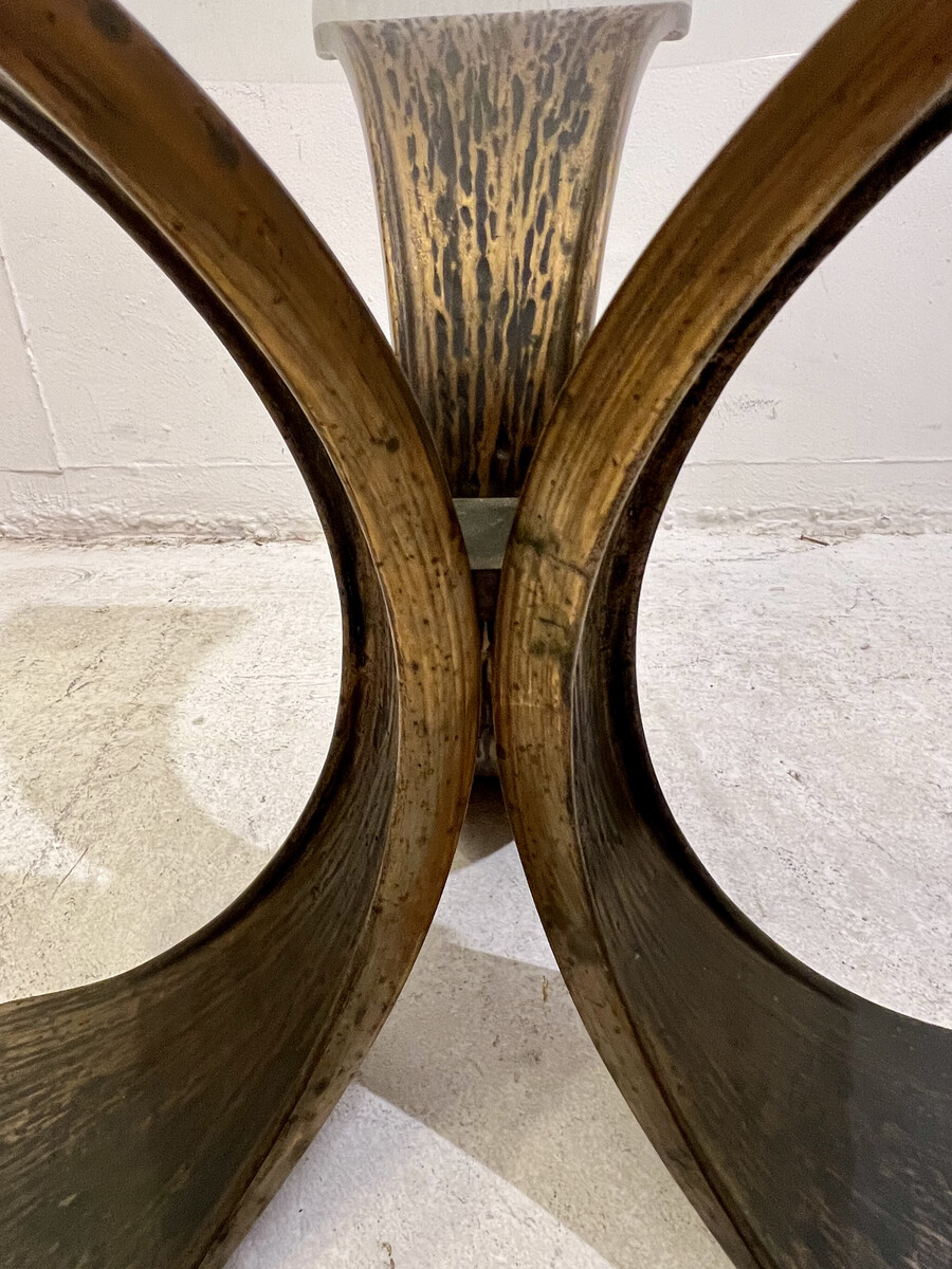 Mid-Century Glass & Bronze Coffee Table, 1960s