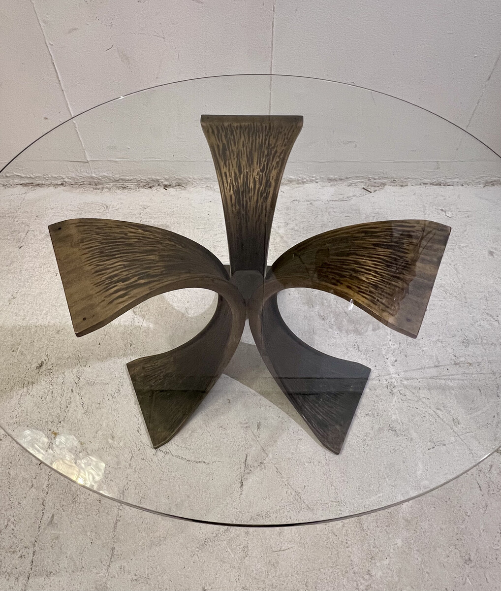 Mid-Century Glass & Bronze Coffee Table, 1960s