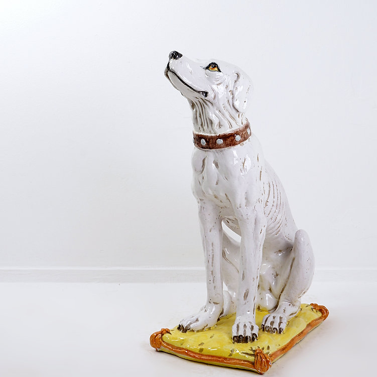 Mid-Century Glazed Earthenware Dog