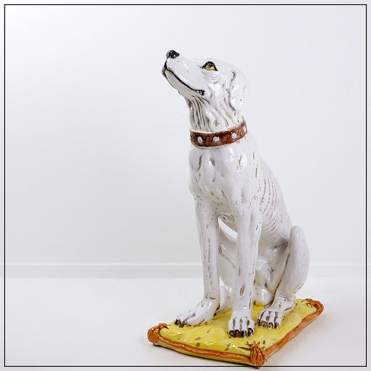 Mid-Century Glazed Earthenware Dog