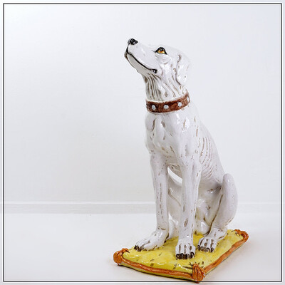 Mid-Century Glazed Earthenware Dog
