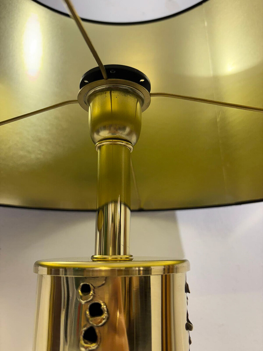 Mid-Century Italian Brutalist Pair of Brass Table Lamps