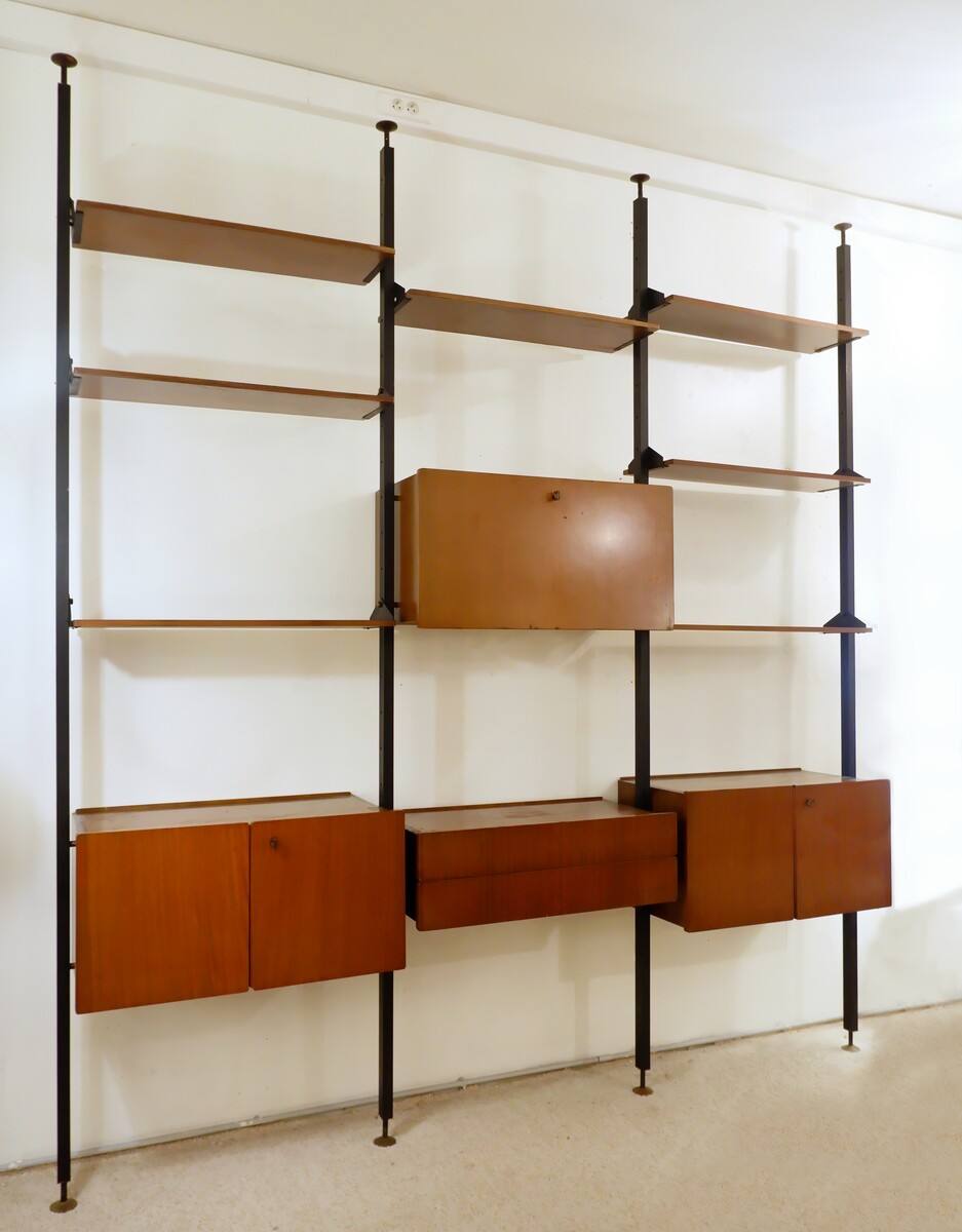 Mid-century Italian Floor-To-Ceiling Wall Unit - 1960s