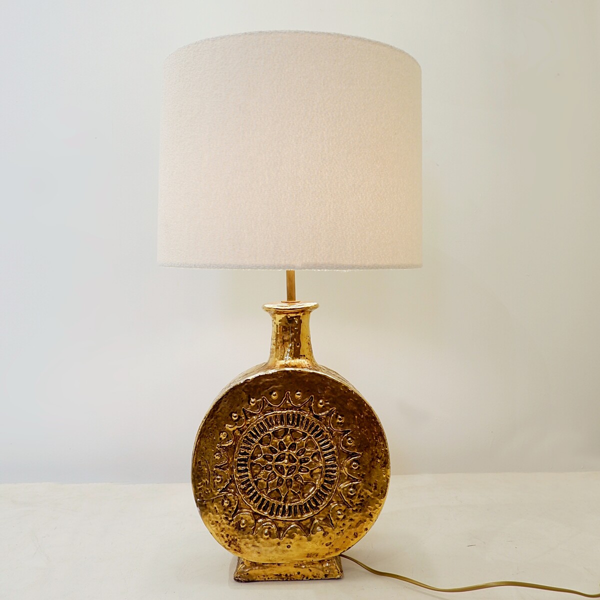 Mid-Century Italian Gold ceramic Table Lamp