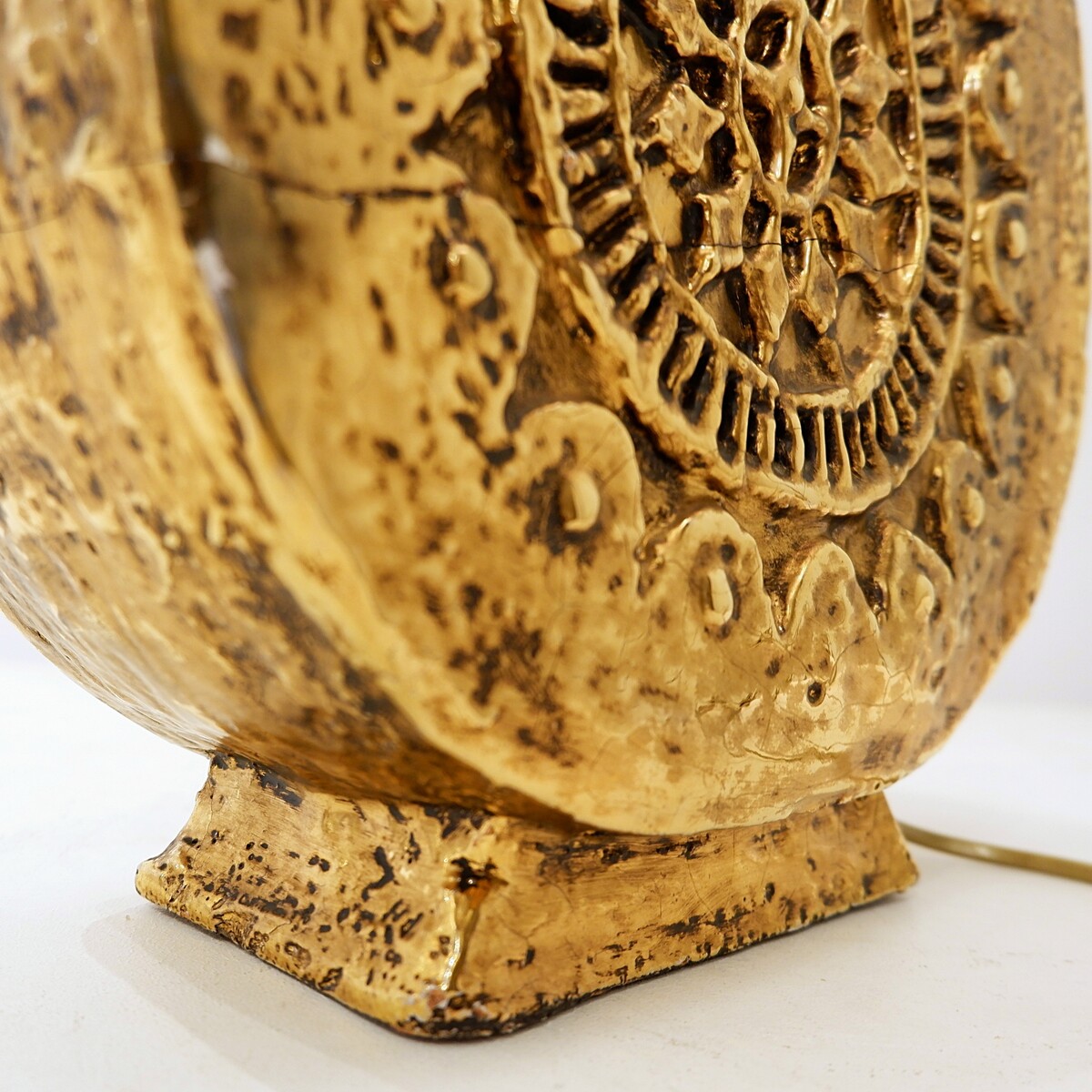 Mid-Century Italian Gold ceramic Table Lamp