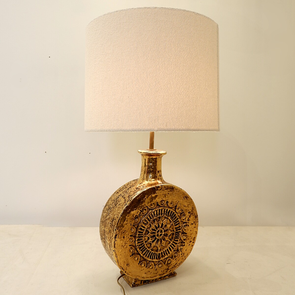 Mid-Century Italian Gold ceramic Table Lamp