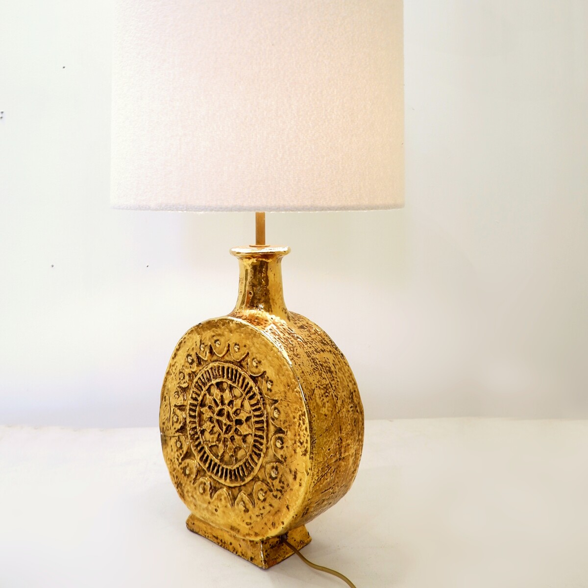 Mid-Century Italian Gold ceramic Table Lamp