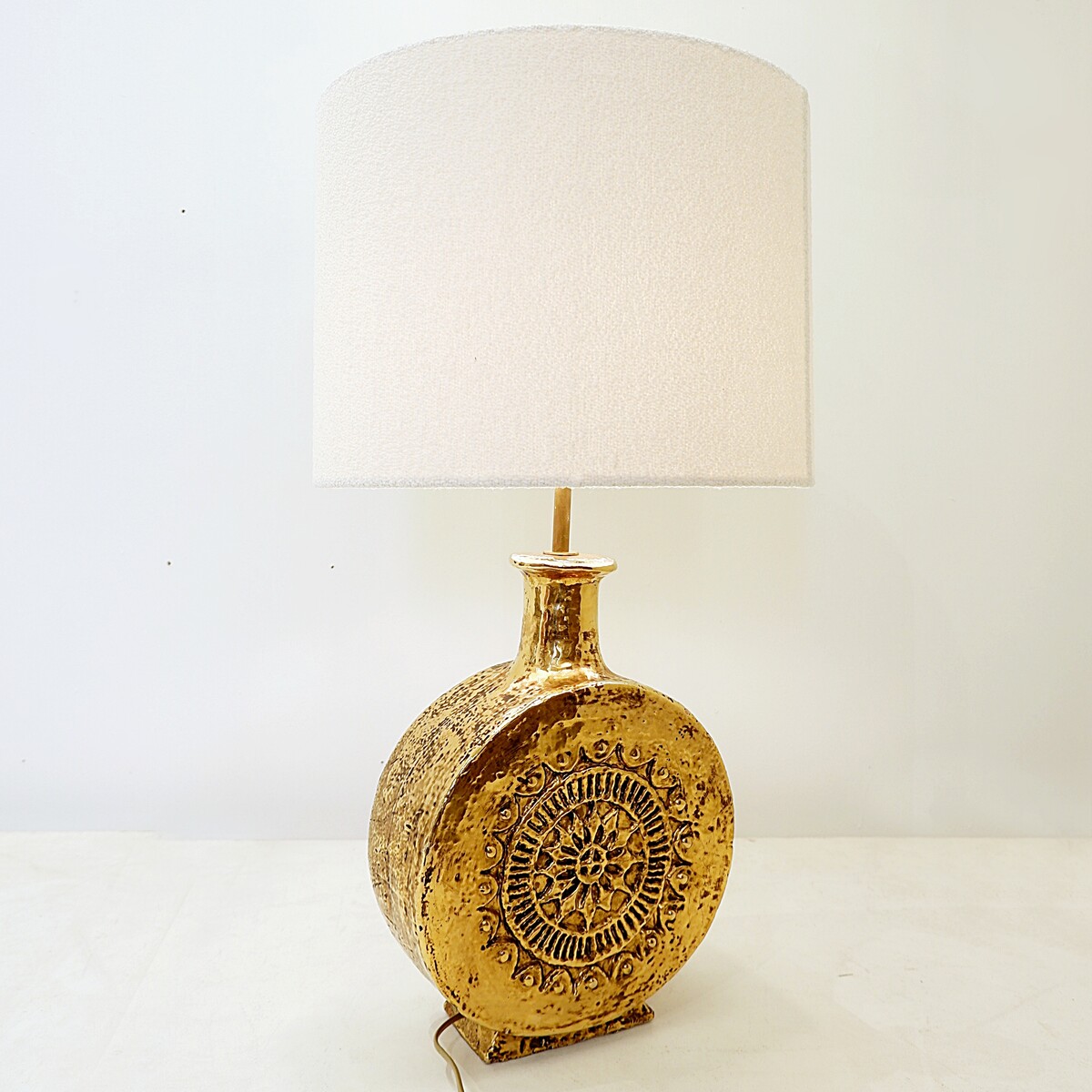 Mid-Century Italian Gold ceramic Table Lamp